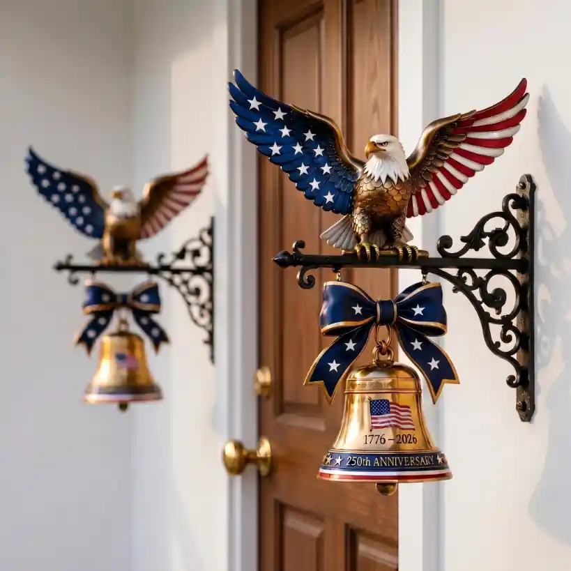 USA 250th Anniversary Eagle Wall Bell Patriotic Home Decor
